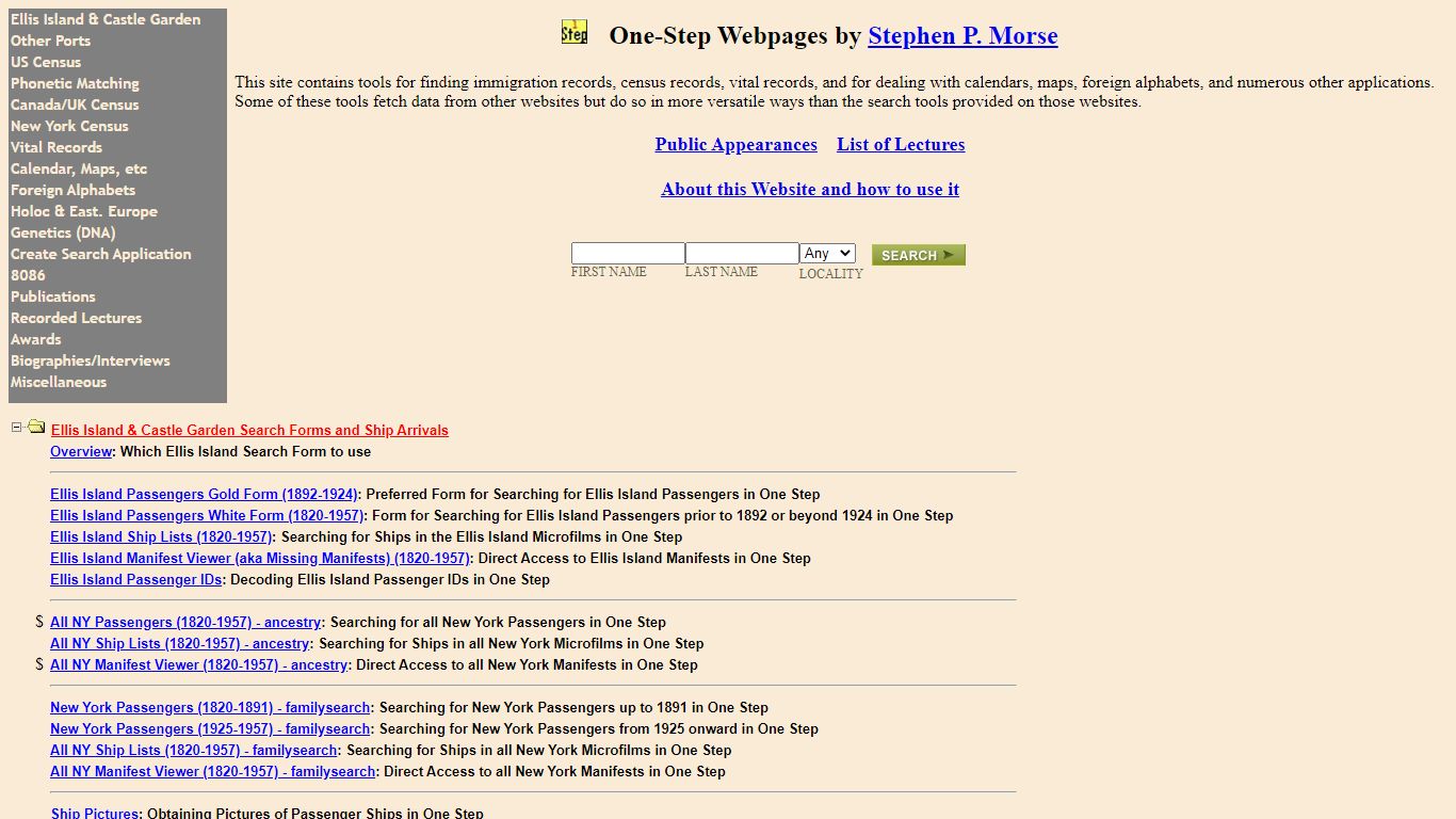 One-Step Webpages by Stephen P. Morse